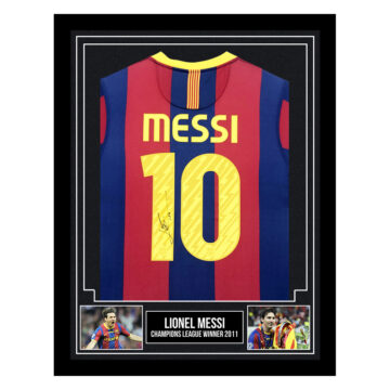 Framed Lionel Messi Signed Shirt - Champions League Winner 2011