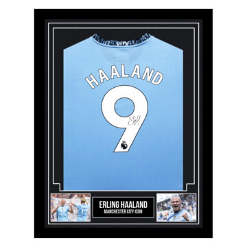 Erling Haaland Signed Framed Shirt - Manchester City 2025 Autograph