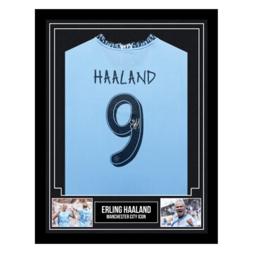 Framed Erling Haaland Signed Shirt - Manchester City FC 2025