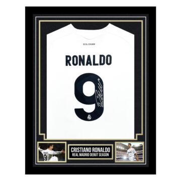 Signed Cristiano Ronaldo Framed Shirt - Real Madrid Debut Season - Gold Design