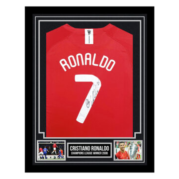 Signed Cristiano Ronaldo Framed Shirt - Champions League Winner 2008 - Silver Design