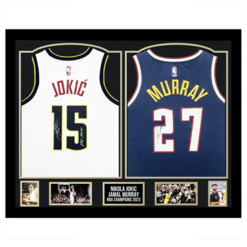 Signed Nikola Jokic & Jamal Murray Framed Jerseys - NBA Champions 2023 - Gold Design
