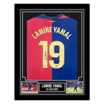 Signed Lamine Yamal Framed Shirt - La Liga 2025