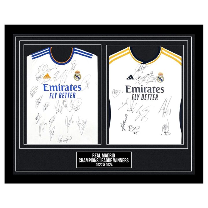 Signed Real Madrid Framed Duo Shirts - Champions League Winners 2022 & 2024