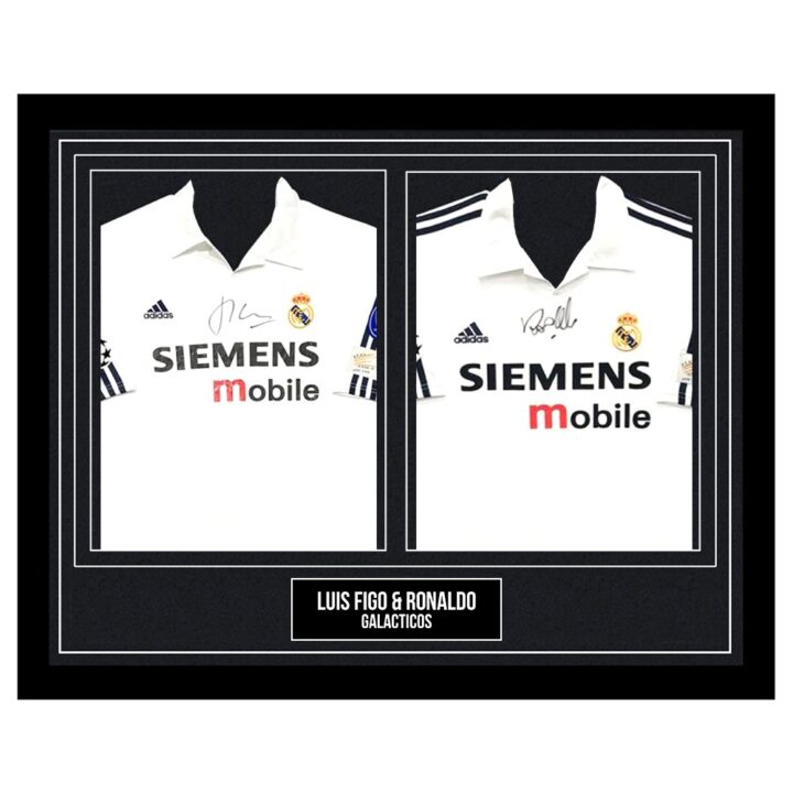 Signed Luis Figo & Ronaldo Framed Duo Shirts - Galacticos Autograph