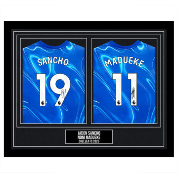 Signed Jadon Sancho & Noni Madueke Framed Duo Shirts - Chelsea FC 2025