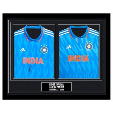 Signed Rohit Sharma & Hardik Pandya Framed Duo Shirts - India Cricket Icons
