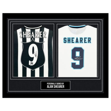 Signed Alan Shearer Framed Duo Shirts - Newcastle United & England Icon