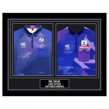 Signed Phil Taylor & Luke Littler Framed Duo Shirts - Darts World Champions