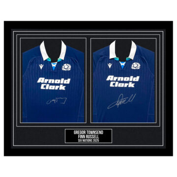 Signed Gregor Townsend & Finn Russell Framed Duo Shirts - Six Nations 2025