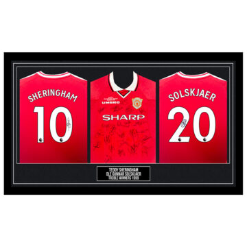 Signed Teddy Sheringham & Ole Gunnar Solskjaer Framed Shirts Trio - Treble Winners 1999