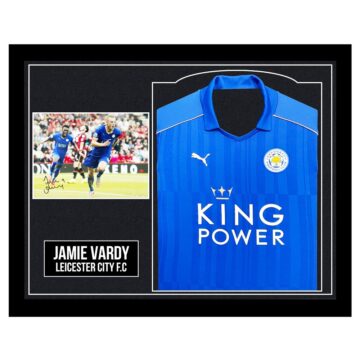 Signed Jamie Vardy Framed Display Shirt - Leicester City Football Club
