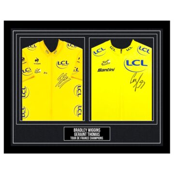 Signed Bradley Wiggins & Geraint Thomas Framed Shirts - Tour De France Champions