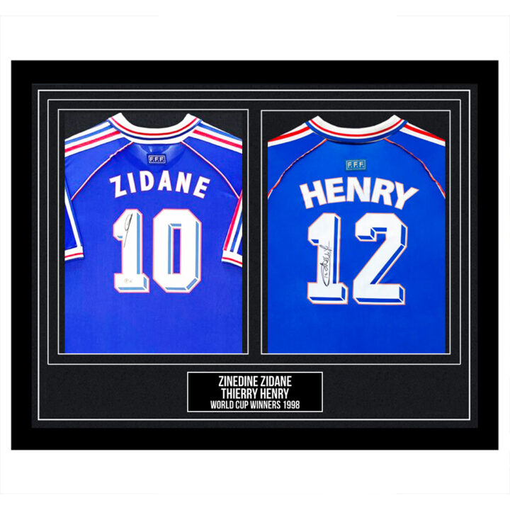 Signed Zinedine Zidane & Thierry Henry Framed Duo Shirts - World Cup Winners 1998