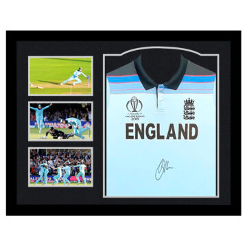 Signed Jos Buttler Framed Shirt - CWC Final 2019 Moment - Silver Design