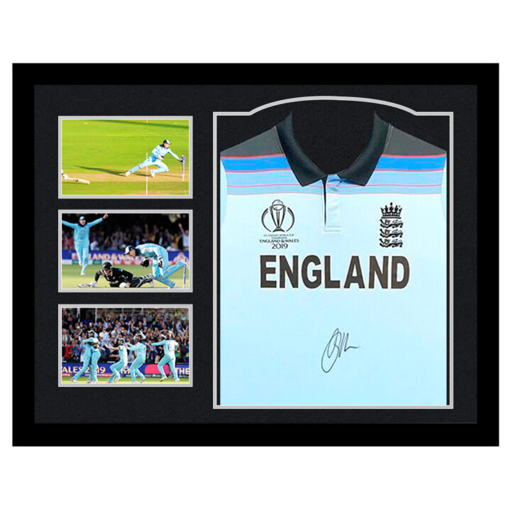 Signed Jos Buttler Framed Shirt - CWC Final 2019 Moment - Silver Design