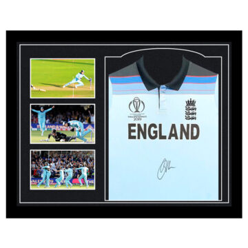 Signed Jos Buttler Framed Shirt - CWC Final 2019 Moment