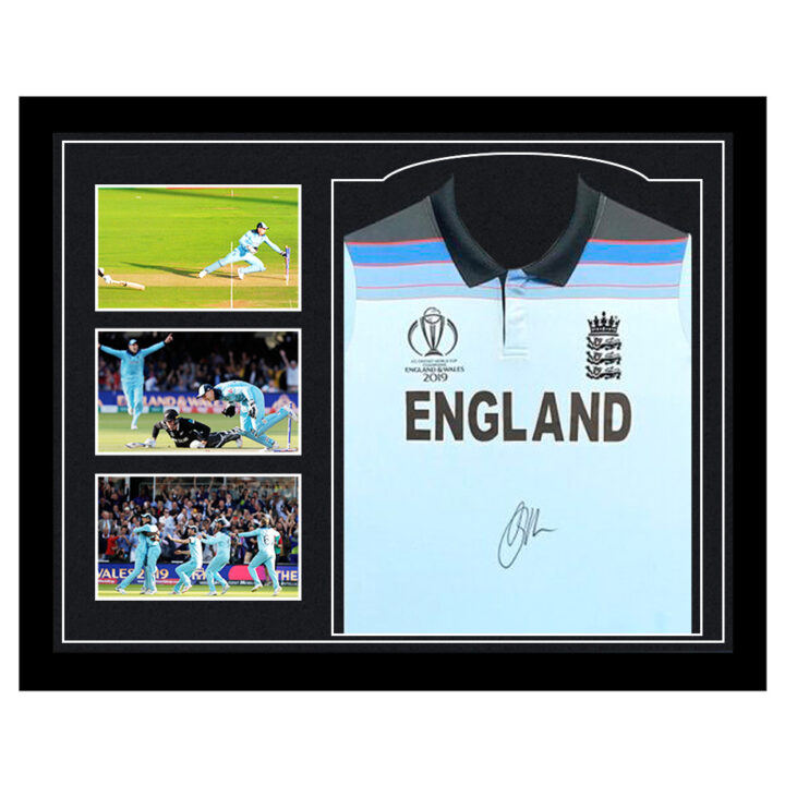Signed Jos Buttler Framed Shirt - CWC Final 2019 Moment