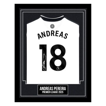 Andreas Pereira Signed Framed Shirt - Premier League 2025