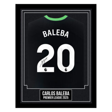 Carlos Baleba Signed Framed Shirt - Premier League 2025