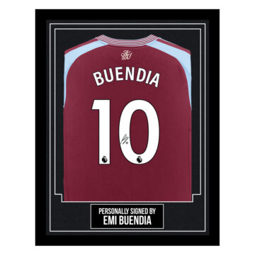 Emi Buendia Signed Framed Shirt - Aston Villa FC Autograph