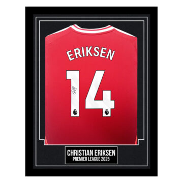 Christian Eriksen Signed Framed Shirt - Premier League 2025