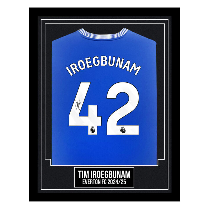 Tim Iroegbunam Signed Framed Shirt - Everton FC 2024/25