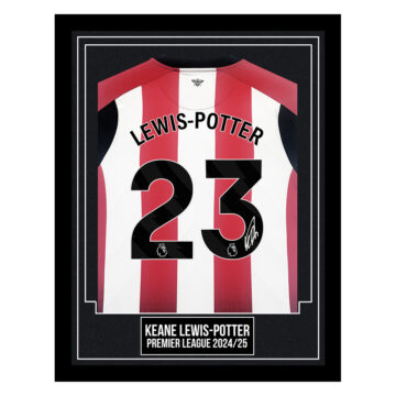 Keane Lewis-Potter Signed Framed Shirt - Premier League 2024/25