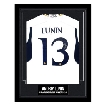 Andriy Lunin Signed Framed Shirt - Champions League Winner 2024
