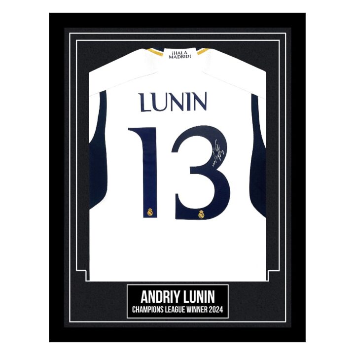 Andriy Lunin Signed Framed Shirt - Champions League Winner 2024