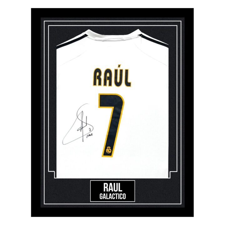 Raul Signed Framed Real Madrid Shirt - Galactico Autograph