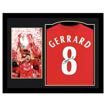 Framed Steven Gerrard Signed Liverpool FC Shirt - Champions League Winner 2005