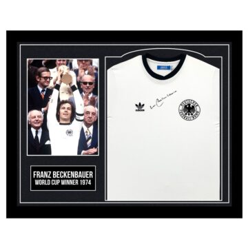 Framed Franz Beckenbauer Autographed Shirt - World Cup Winner 1974