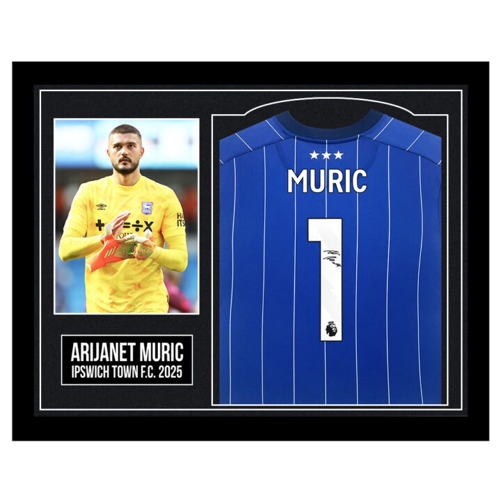 Framed Arijanet Muric Signed Shirt - Ipswich Town F.C. 2025