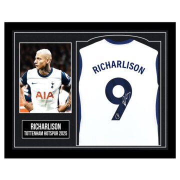 Framed Richarlison Signed Shirt - Tottenham Hotspur 2025