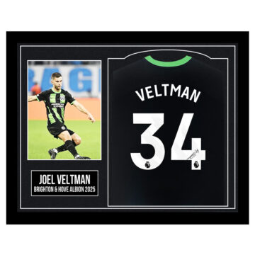 Framed Joel Veltman Signed Shirt - Brighton & Hove Albion 2025