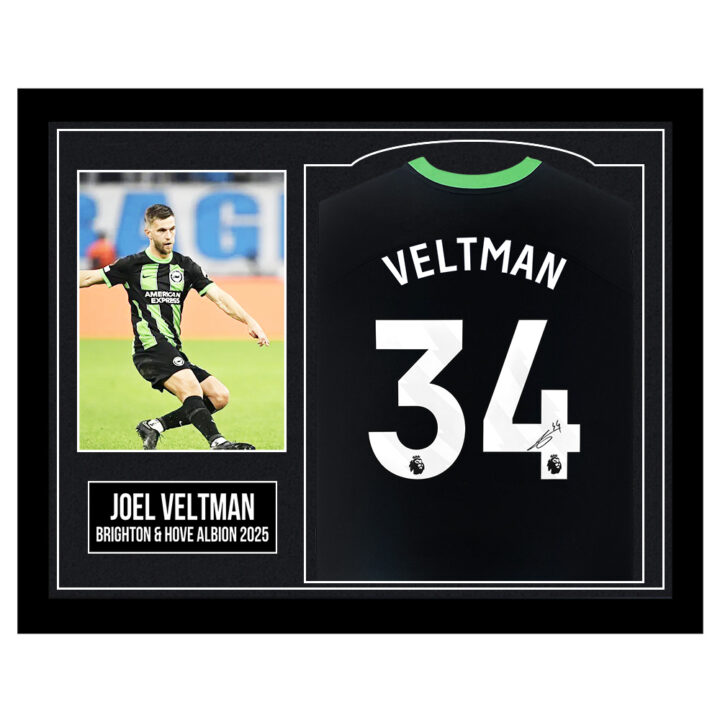 Framed Joel Veltman Signed Shirt - Brighton & Hove Albion 2025