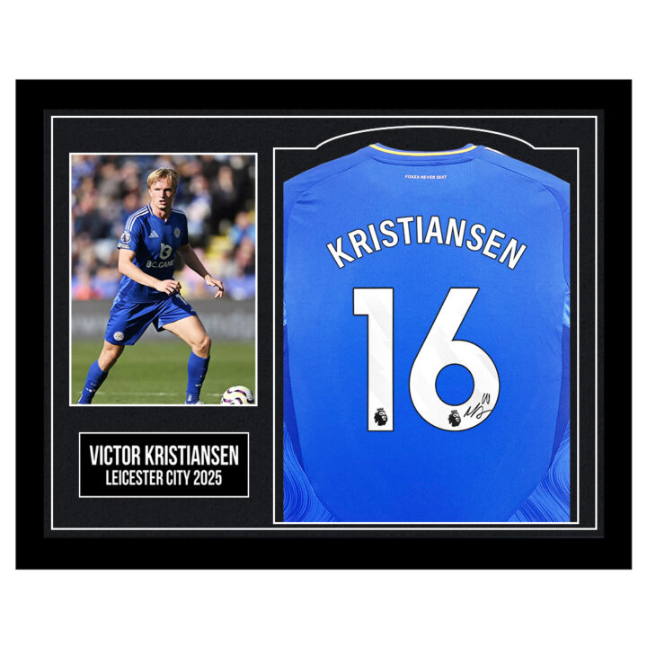 Framed Victor Kristiansen Signed Shirt - Premier League 2025