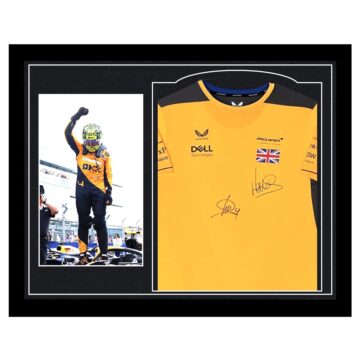 Framed Lando Norris Signed Shirt - McLaren F1 Icon