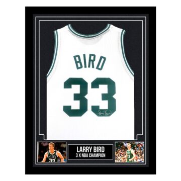 Signed Larry Bird Framed Jersey - 3 x NBA Champion