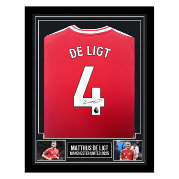 Signed Matthijs de Ligt Framed Shirt - Manchester United 2025