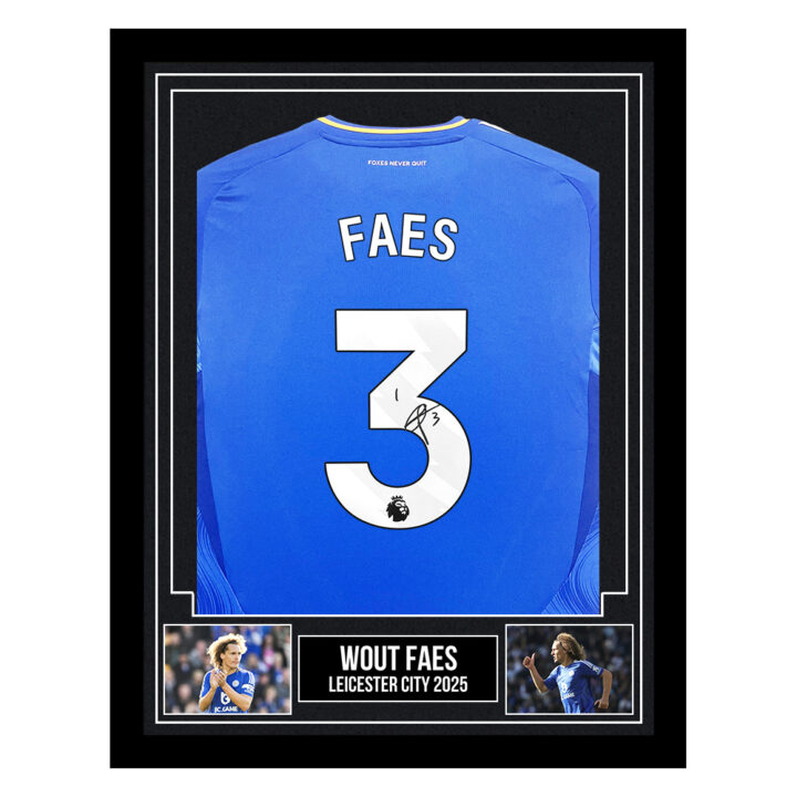 Signed Wout Faes Framed Shirt - Leicester City 2025