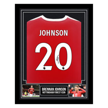 Signed Brennan Johnson Framed Shirt - Nottingham Forest Icon