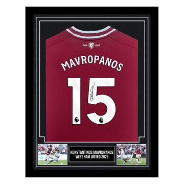 Signed Konstantinos Mavropanos Framed Shirt - West Ham United 2025