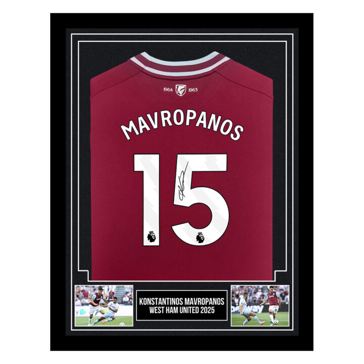 Signed Konstantinos Mavropanos Framed Shirt - West Ham United 2025