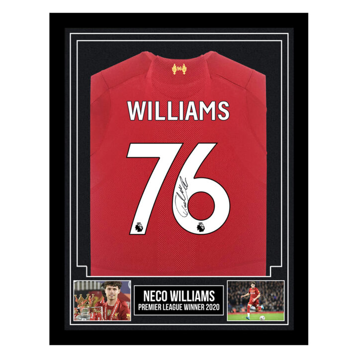 Signed Neco Williams Framed Shirt - Premier League Winner 2020