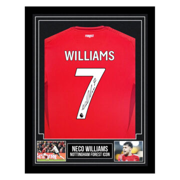 Signed Neco Williams Framed Shirt - Nottingham Forest Icon