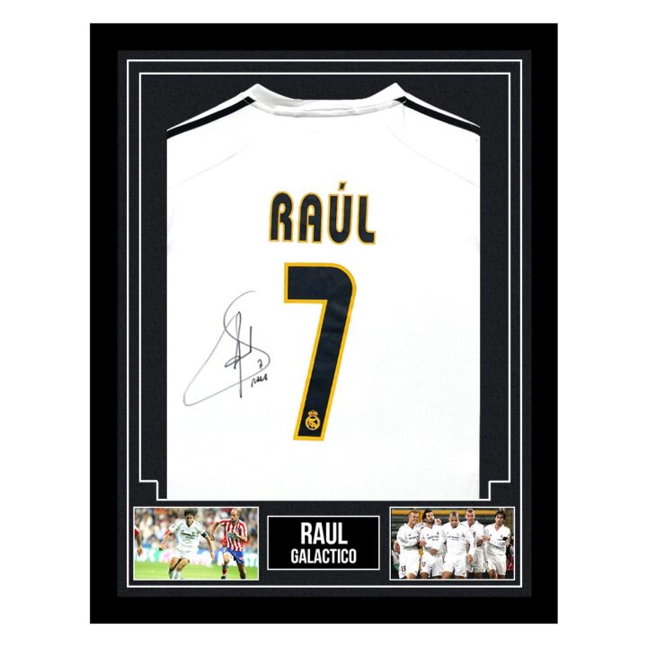 Signed Raul Framed Real Madrid Shirt - Galactico Autograph