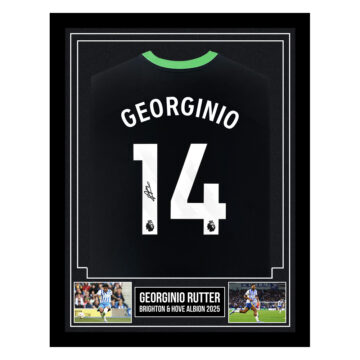Signed Georginio Rutter Framed Shirt - Brighton & Hove Albion 2025