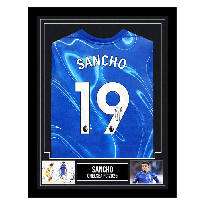 Signed Jadon Sancho Framed Shirt - Chelsea FC 2025